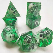 탭다이스 고급 수지 Dnd 위 세트 수제 샤프 코너 다면체 게임 rpg dadi dados rol D4 D6 D8 D10 D12 D20, 01 Green