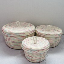 하나몰 항아리형 뚜껑 바스켓 3P세트, 화이트 x 1세트