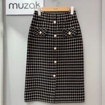 무자크 트위드 니트 롱 스커트 M9WKS03