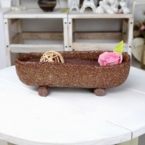 [인아트스튜디오] 중형 호수공원 옵션있음 - 수제 다육 긴 도자기 바위솔 예술적 난 모듬 중형 예쁜 카페 식당 선물, 브라운