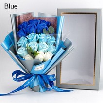 비누꽃 비누꽃바구니 꽃다발 플라워박스 비누 장미 꽃 생일 선물 엄마를위한 선물 영원히, 푸른