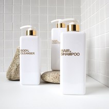 부르크 사각 욕실 디스펜서 샴푸통, 투명 실버, 해비폰트, HAIR SHAMPOO