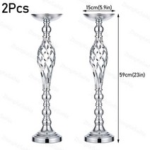 키가 큰 캔들 홀더 골드 촛대 스탠드 웨딩 중심 라이저 꽃병 생일 기념일 파티용 2 개, 2PCS, [04] Silver 58CM