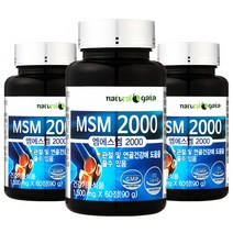 타이거아울렛 MSM 2000 식이유황 60정 x 3병 프리미엄 엠에스엠 디메틸설폰 식용유황 글루코사민 상어연골 무릎 관절 연골 케어 영양제, 단품, 단품