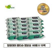 힐링데이 빅사이즈/대용량/요양원/두툼한 엠보싱 물티슈 (60매 x 15팩), 60매입, 15개
