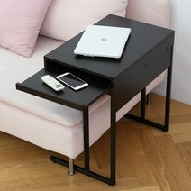 블루밍홈 사이드테이블 서랍형 소파 노트북테이블, 월넛블랙