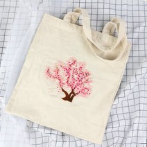 에코백 꽃 자수 diy 집콕 취미 생활 잡순이 공예 초보, 벚꽃나무 [패키지+모조대나무 자수스트레치]