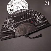 너슬부채 한국무용 전통 부채춤 빈티지 스타일 실크 중국어 접는 팬 일본어 패턴 아트 공예 선물 홈 장식 장식품 파티 댄스 핸드, 21 21