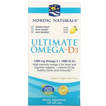 노르딕내추럴스 얼티메이트 오메가 D3 레몬 1280 mg 120 소프트젤, 120캡슐, 1개