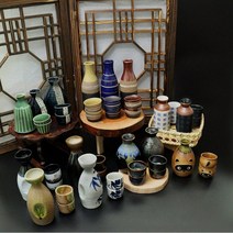 일본 도자기 도꾸리 사케 술병 독구리 도쿠리&술잔 29종, 6.한자 술잔 화이트