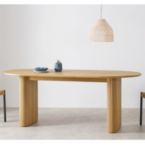 타원형 원목 2인용 4인용 식탁 카우 체어 타원형 식탁 테이블, 카우체어