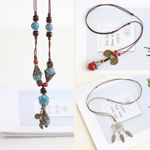 여자명품목걸이 명품 목걸이 백금목걸이 금목걸이 테니스목걸이 민족 중국 스타일 손으로 짠 세라믹 스웨터 체인 패션 문학 여성의 모든 경기