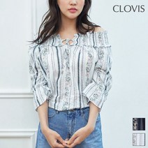 클라비스 넥 스모킹 에스닉 블라우스 CVBW92512Q
