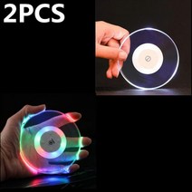 자개테이블매트 식탁유리대용 원형 실리콘 라운드 아크릴 LED 발광 코스터 칵테일 컵 홀더 매트 방수 경량 병 음료 바 카운터 도구, Colorful and white_10x10x0.4cm