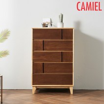 [기간한정 5% 할인이벤트] [까미엘]모네트 고무나무+무늬목 800 5단 서랍장(SU_BL0098), 월넛