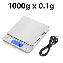 방수저울 손 가정용 산업용 공업용 미니 디지털 저울 3000g 3kg2kg1kg 0.1g 정확도 백라이트 전기 포켓 무게 주방 음식 측정 ​​도구 libra, 실버-1000g