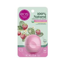 eos 100% 천연 및 유기농 립밤 - 딸기 셔벗 하루종일 촉촉함 민감한 피부에 권장되는 피부과 전문의 립 케어 제품 0.25 oz, 딸기 셔벗_0.25온스(1팩)