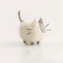 니들펠트 양모판 펠트diy 펠트원단 양모인형 바느질키트 퀼트가방, 단일사이즈, 그레이 및 화이트 고양이 재료 팩