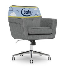 Serta Ashland 인체 공학적 홈 오피스 의자 메모리 폼 쿠션 크롬 마감 스테인리스 스틸 베이스 360도 이동성 원단 그레이, Grey