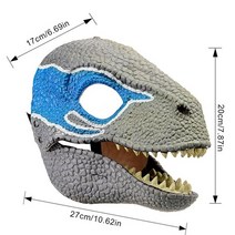 공룡가면 led 가면 헤드 기어 디노 축제 3d 랩터 무서워 공포 역할 놀이 소품 크리스마스 선물, 파란색