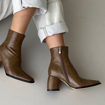 홍대언니 여성 지퍼 레더 앵클부츠 CA22X7104 (7cm)