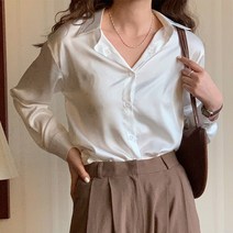 vsyoy여성 루즈핏 실키 여성 셔츠