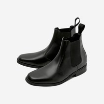 커스텀에이드 남성 앵클부츠 4cm 소가죽 스퀘어토 첼시부츠 오티스(CR0031) - BLACK