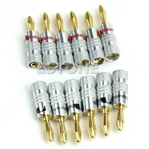 바나나 플러그 오디오 잭 커넥터 12pcs Nakamichi 스피커 와이어 홈 시어터 사운드 시스템 용 골드 스피커 커넥터