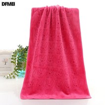 DFMEI 극세사 사랑 프린팅 수건 35*75cm 라지 사이즈 수건 부드러운 흡수 캐릭터 프린팅 수건, 토끼머리장미색, 35*75㎝, 1개