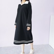 빅걸스토리 여성용 빅사이즈 카라 배색 원피스