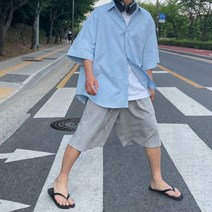 린넨 오버핏 반팔 셔츠 박시 남방 루즈 여름 하프 시티보이 긴팔 아메카지 무지 포켓 카라 코디