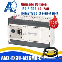 AMX-FX3U-26MR 이더넷 PLC 미쓰비시호환 MELSEC 컨트롤러 릴레이 2AI/1AO 16I/10O MODBUS 프로그래밍 케이블 clp fx3u 와 호환