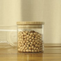대나무 내열유리 용기 밀폐 저장 양념 병 냉장고 정리, 1개, 350ml