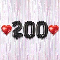 200일 이벤트 포토존 세트 아기 기념일 커플 축하 기념 숫자 풍선 하트, 22.커튼-(펄화이트)-200(소)-블랙