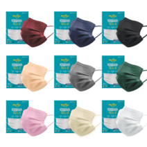 마이데이즈 MB필터 레인보우 국산 일회용 컬러덴탈마스크 중형 대형(일반형) 특대형 색상 컬러, 티타늄(블랙), 일반형(L), 30매(일괄포장)-옐로우BOX