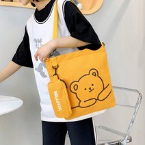 아딜렌 베어 숄더 에코백 캔버스 보조가방