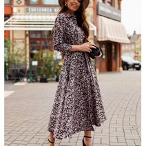 2021ebay 아마존 위시 신작 긴팔 편상화 버튼 프린트 셔츠 드레스 롱 스커트 여성용 옐로우 플라워 M 프린트 드레스 버튼 드레스 셔츠 드레스