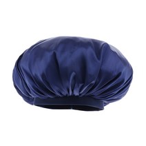 [실크보닛] STK 조정 가능한 새틴 실크 보닛 밤 수면 모자 모자 긴 곱슬 머리 자연 짙은 파란색, 1개
