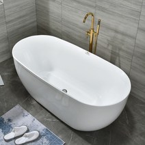 이동식 욕조 독립형 욕실 가정용 반신욕 소형 심플, 1.7m, C.욕조본체 + 골드 수도꼭지