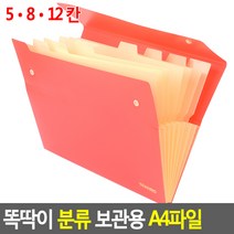 똑딱이파일 똑딱이 분류 보관용 A4파일 A4화일케이스 똑딱이스냅화일 2개묶음 ZN_2960-2, 5칸