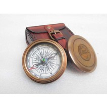 KHUMYAYAD 황동 포켓 나침반 앤티크 수제 가죽 케이스가 있는 완벽한 기능성 USA 미국