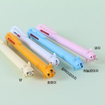 스탠딩 동물 캐릭터 볼펜 5종 [특이한 신기한 예쁜볼펜 판촉 삼색 3색 펜 국산볼펜], 점박이강아지