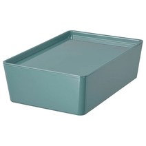 이케아 쿠기스수납함+뚜껑 화이트18x26x8cm, 라이트블루