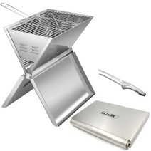캠핑 화로대 BBQ 바베큐 그릴 불멍 접이식 스토브 감성 화롯대 집게 세트, 실버