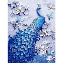 플라워 공작 (캔버스) 보석십자수 40x50동물보석십자수 공작보석십자수 공작새보석십자수 캔버스보석십자수 캔버스형보석십자수 케이엠엘리 다이아몬드페인팅 비, 본상품, 본상품선택