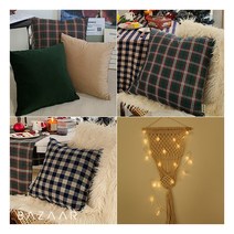 [바자르] 홈데코 필수템 쿠션(쿠션솜포함)1장+감성 LED 미니전구 3종 1택, 쿠션:홀리데이 / 전구:복숭아