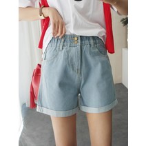 허벅지 얇아보이는 데님 밴딩 반바지(S~XL)
