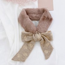 pkpj 비스코스 롱 타이 키메라패턴 리본 니트 에코 페이크퍼 머플러 스카프 털 목도리 4color