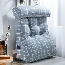 탈부착 소파 침대쿠션매트리스 허리보호대 빅쿠션 세탁가능 등받이, 폭45CM{허리보호대노베개}, 벨벳-트렌디 그레이 체크