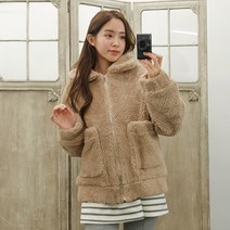 카라 덤블 오버핏 집업 뽀글이 양털 자켓